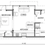 TimberCab 621 one bedroom, one bathroom floorplan.
