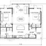 TimberCab by FabCab 982 sq ft 2 bedroom, 1 bathroom floorplan.
