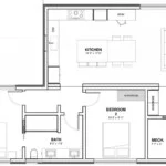 Floorplan for the Tenaya modern cottage small home/ADU by Dvele.