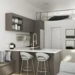 Image showing the kitchen area of the Toluca modern modular mini home ADU by Dvele.