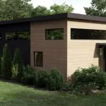 Side view of the exterior of the Baldwin prefab modular mini home accessory dwelling unit.