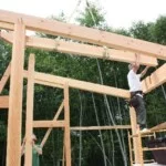 TimberCab Douglas Fir timber frame assembly.